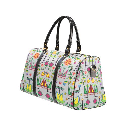 Geometric Floral Summer-Gray New Waterproof Travel Bag/Large (Model 1639) Waterproof Travel Bags (1639) e-joyer 