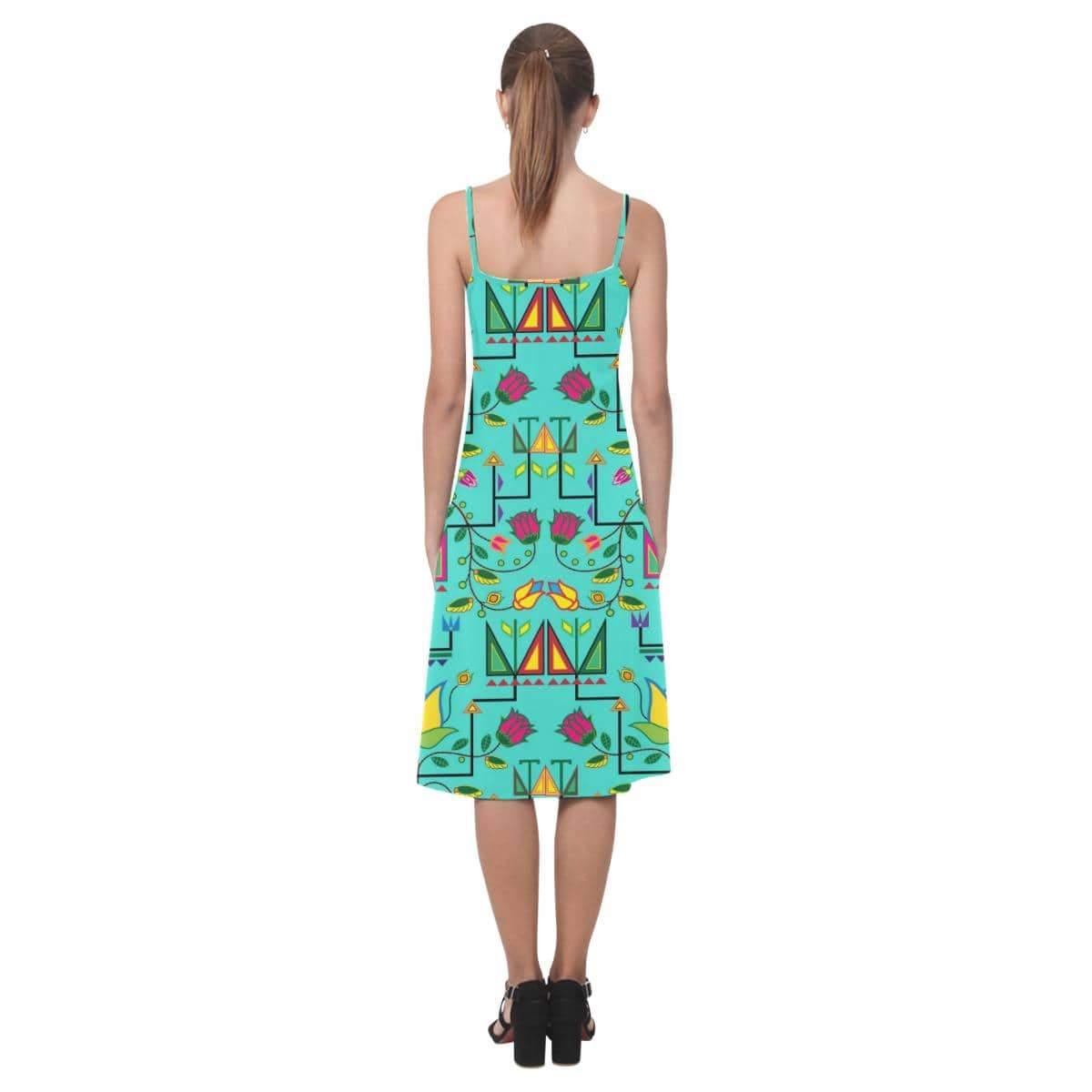 Geometric Floral Summer - Sky Alcestis Slip Dress (Model D05) Alcestis Slip Dress (D05) e-joyer 