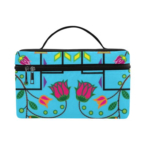 Geometric Floral Summer-Sky Blue Cosmetic Bag/Large (Model 1658) Cosmetic Bag e-joyer 
