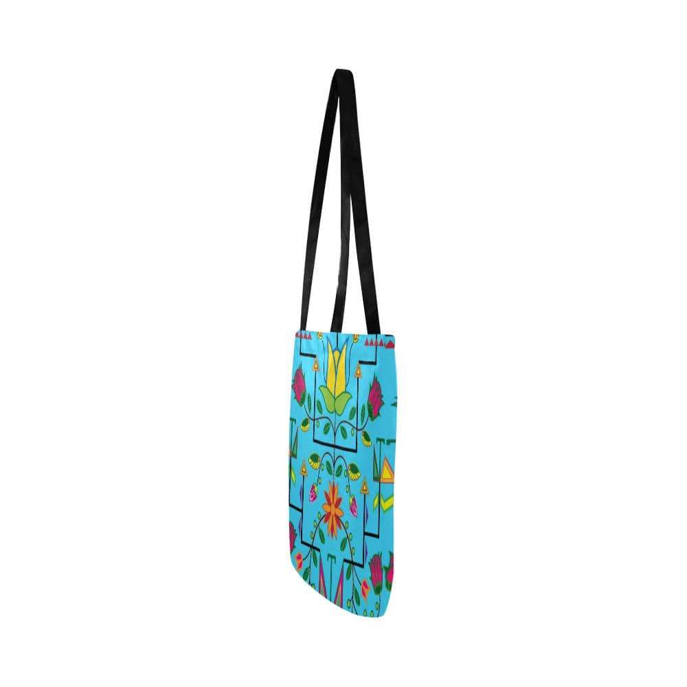 Geometric Floral Summer-Sky Blue Reusable Shopping Bag Model 1660 (Two sides) Shopping Tote Bag (1660) e-joyer 