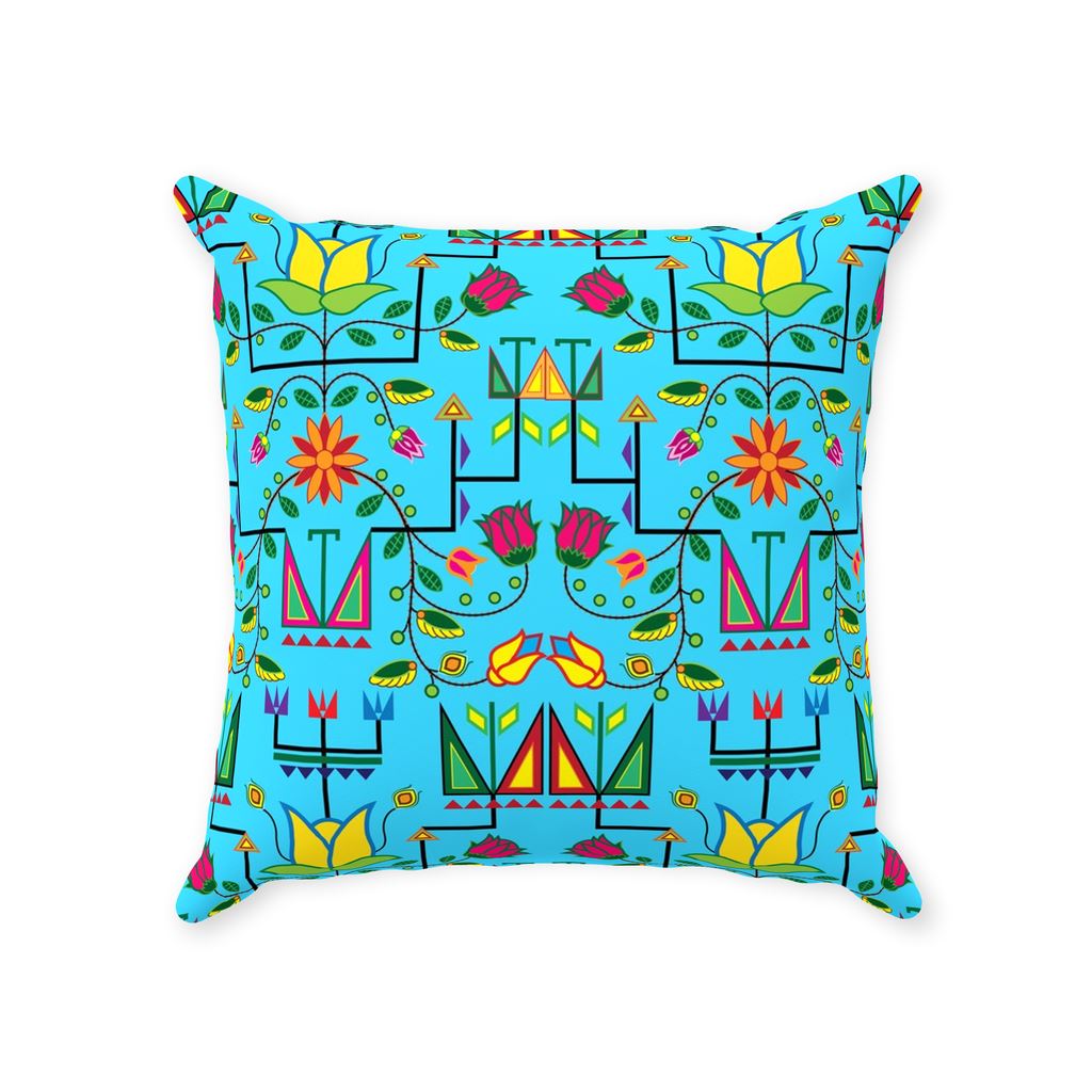 Geometric Floral Summer - Sky Blue Throw Pillows 49 Dzine With Zipper Poly Twill 14x14 inch