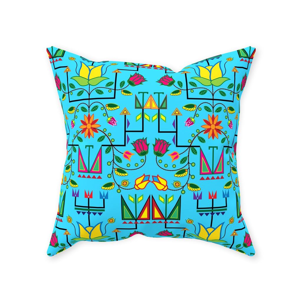 Geometric Floral Summer - Sky Blue Throw Pillows 49 Dzine With Zipper Poly Twill 16x16 inch