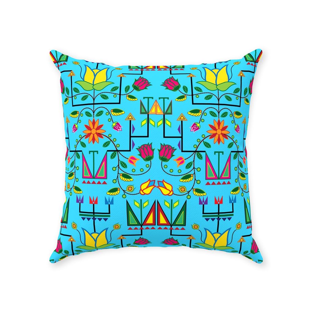 Geometric Floral Summer - Sky Blue Throw Pillows 49 Dzine With Zipper Poly Twill 18x18 inch