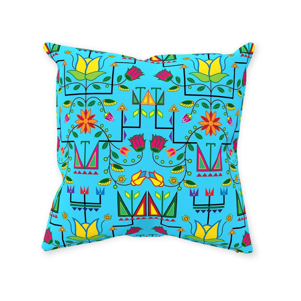 Geometric Floral Summer - Sky Blue Throw Pillows 49 Dzine With Zipper Spun Polyester 14x14 inch