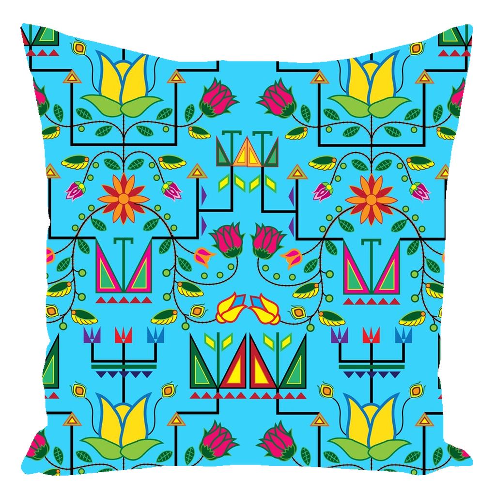 Geometric Floral Summer - Sky Blue Throw Pillows 49 Dzine With Zipper Spun Polyester 16x16 inch