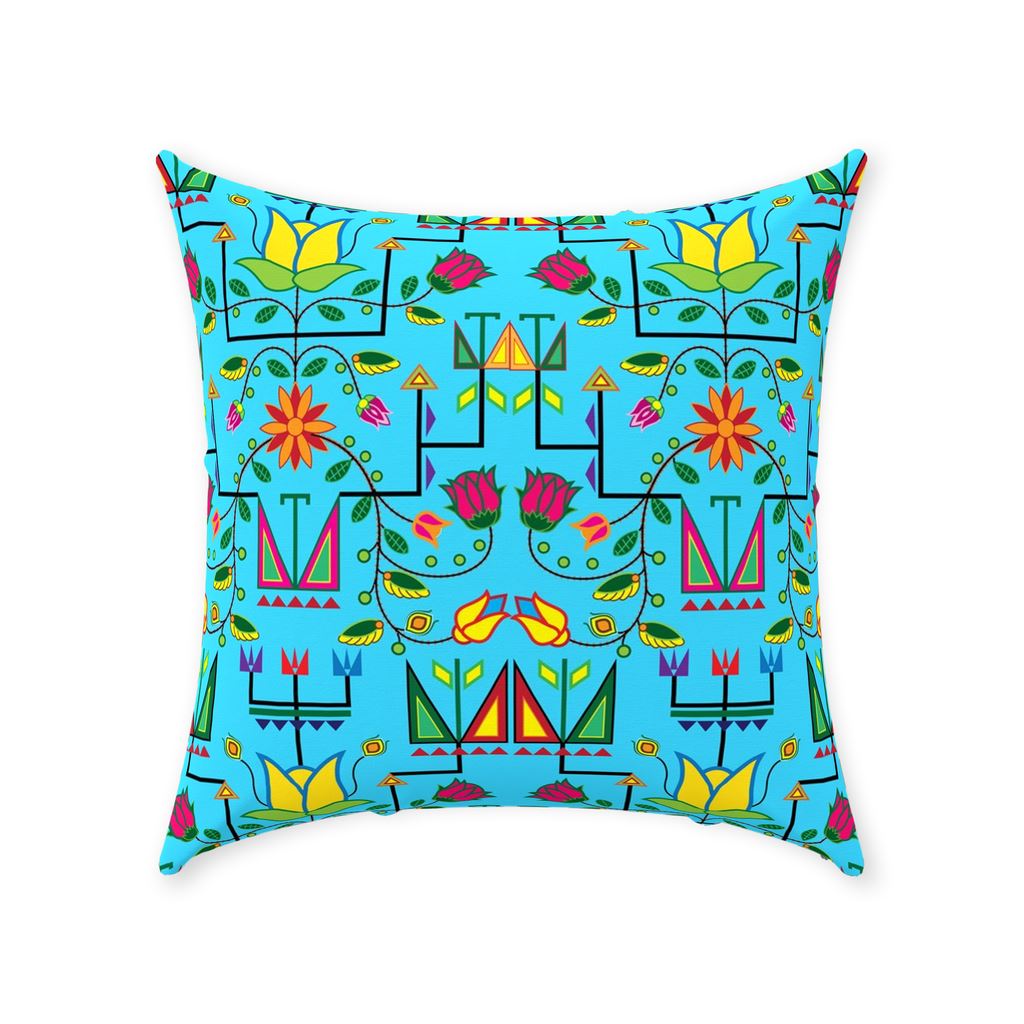 Geometric Floral Summer - Sky Blue Throw Pillows 49 Dzine With Zipper Spun Polyester 18x18 inch