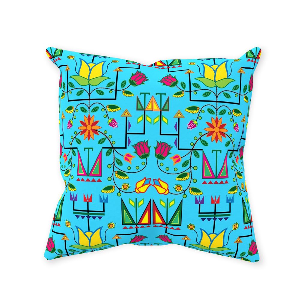 Geometric Floral Summer - Sky Blue Throw Pillows 49 Dzine Without Zipper Spun Polyester 14x14 inch