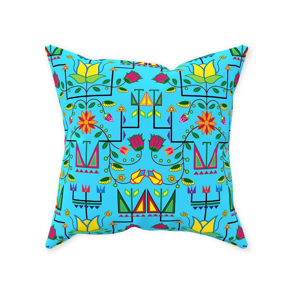 Geometric Floral Summer - Sky Blue Throw Pillows 49 Dzine Without Zipper Spun Polyester 16x16 inch