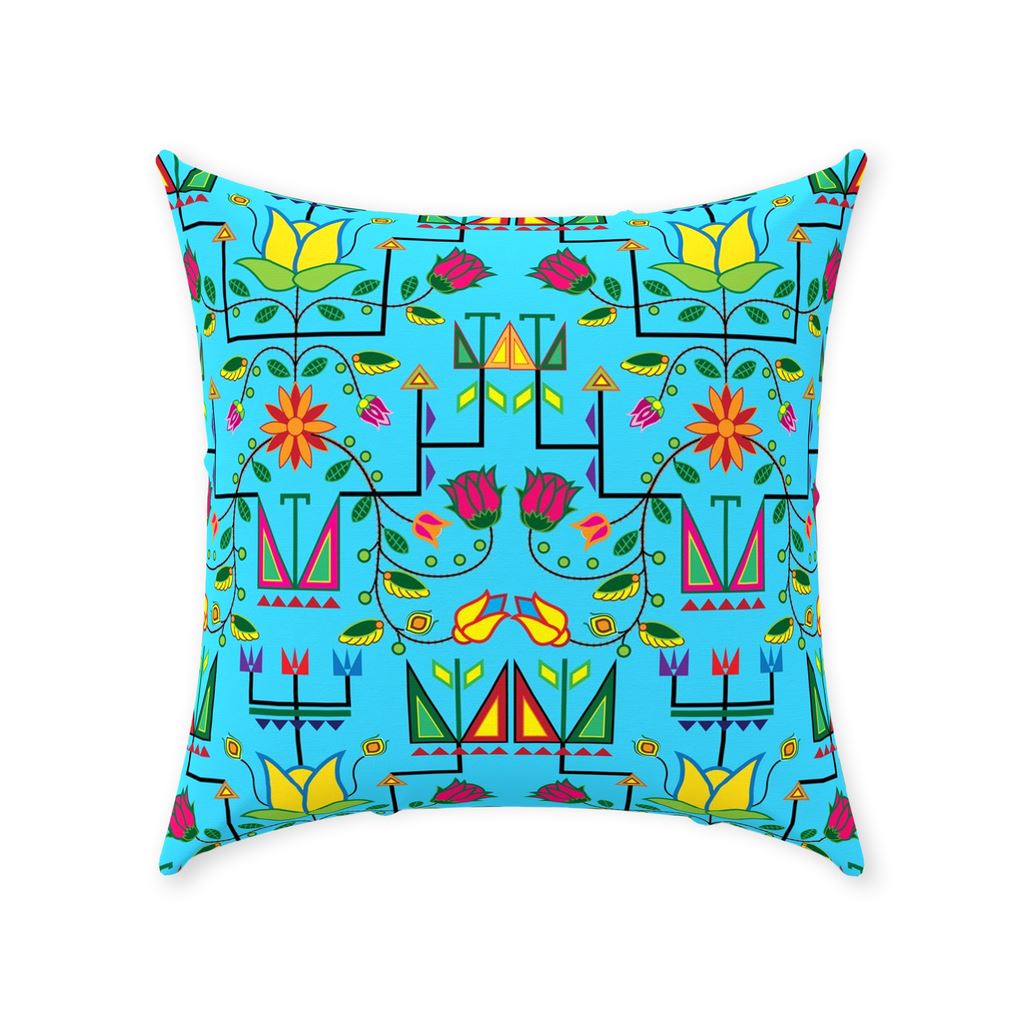 Geometric Floral Summer - Sky Blue Throw Pillows 49 Dzine Without Zipper Spun Polyester 18x18 inch