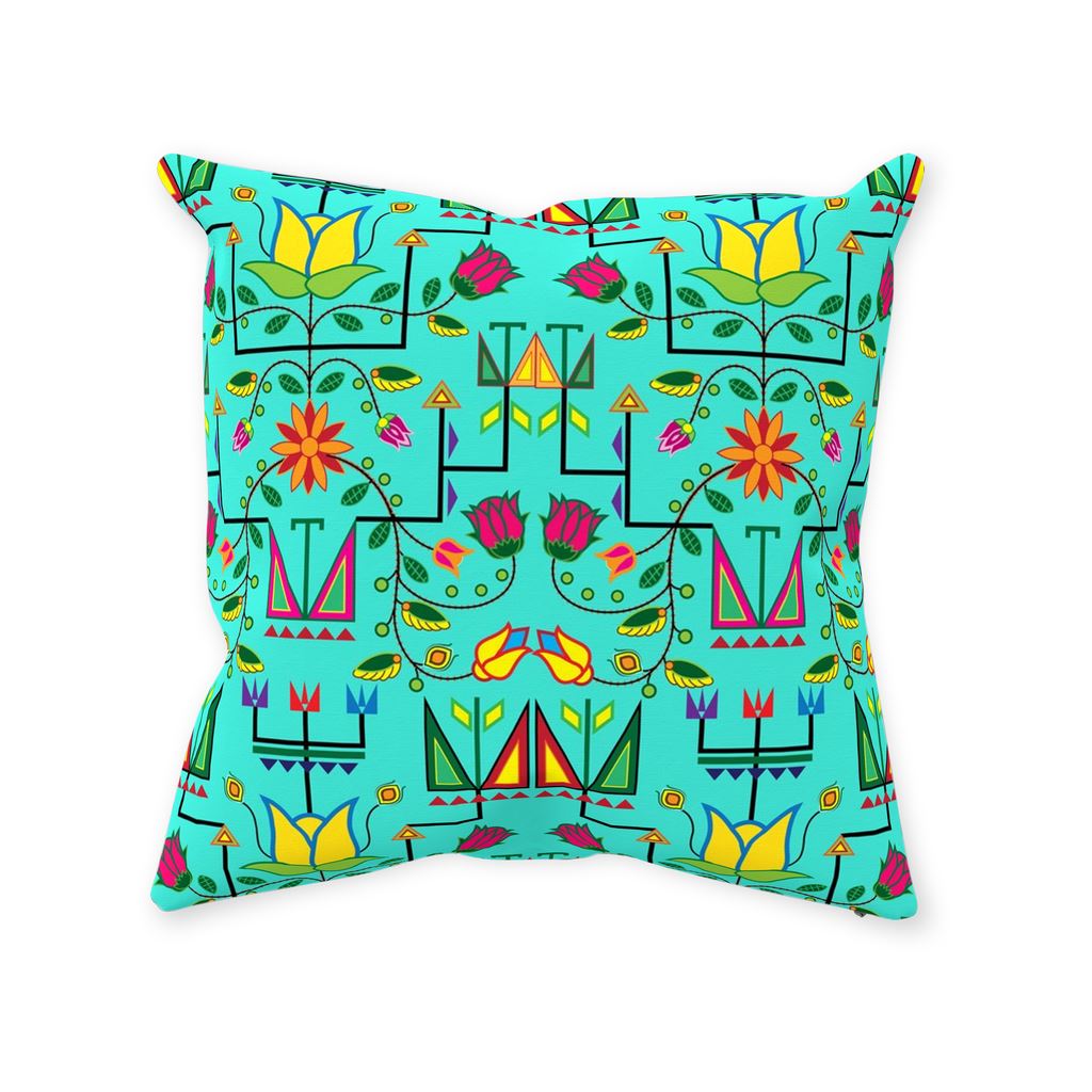 Geometric Floral Summer - Sky Throw Pillows 49 Dzine With Zipper Spun Polyester 14x14 inch