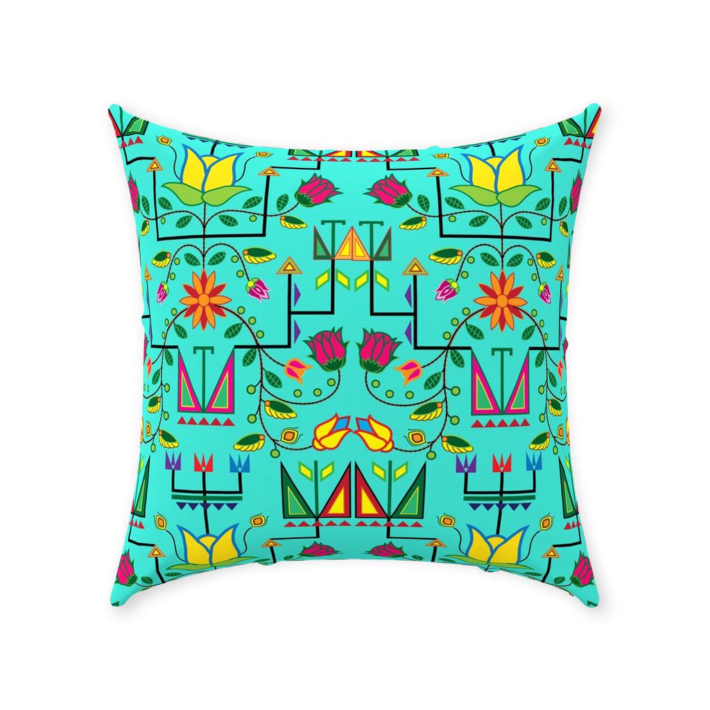 Geometric Floral Summer - Sky Throw Pillows 49 Dzine With Zipper Spun Polyester 18x18 inch
