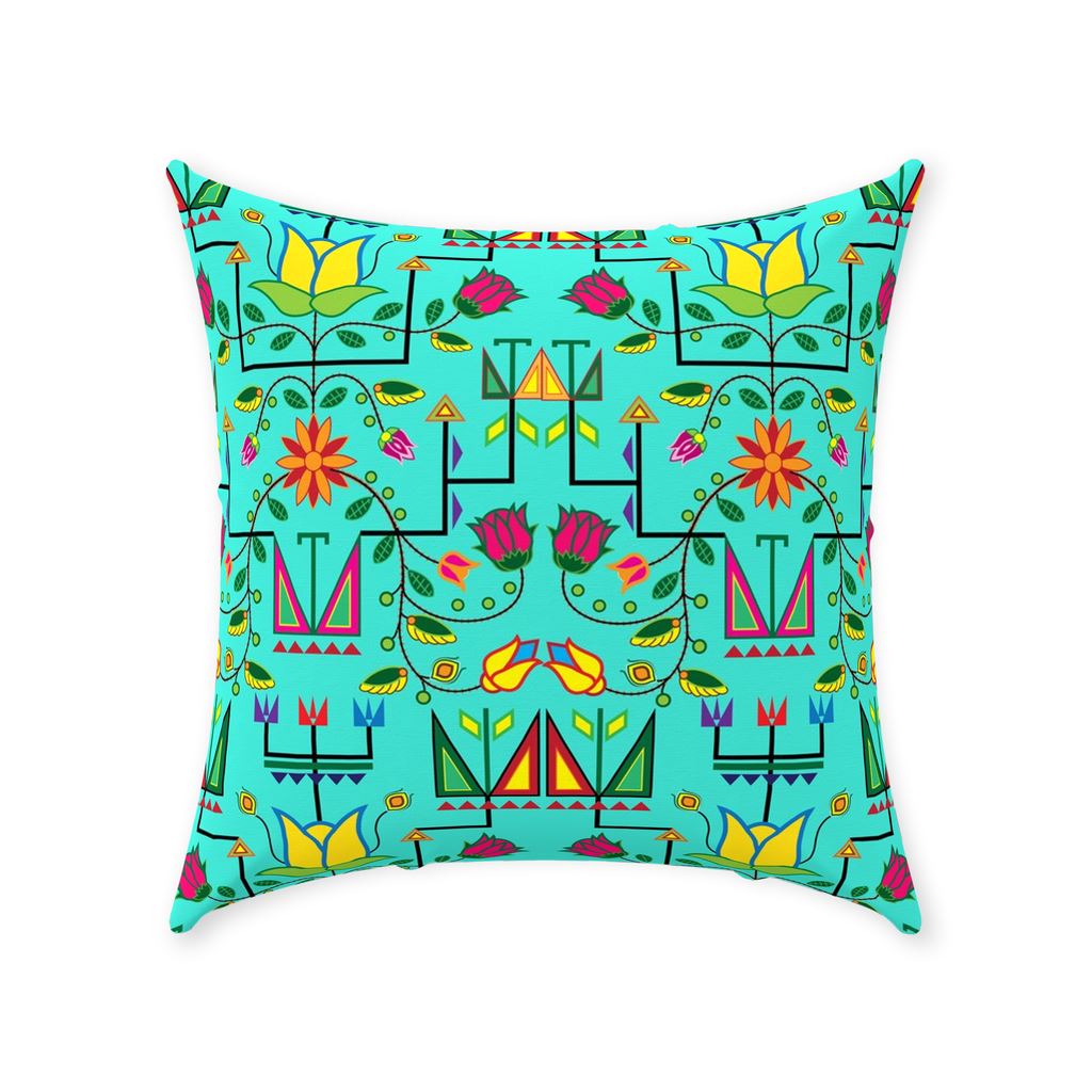 Geometric Floral Summer - Sky Throw Pillows 49 Dzine Without Zipper Spun Polyester 18x18 inch