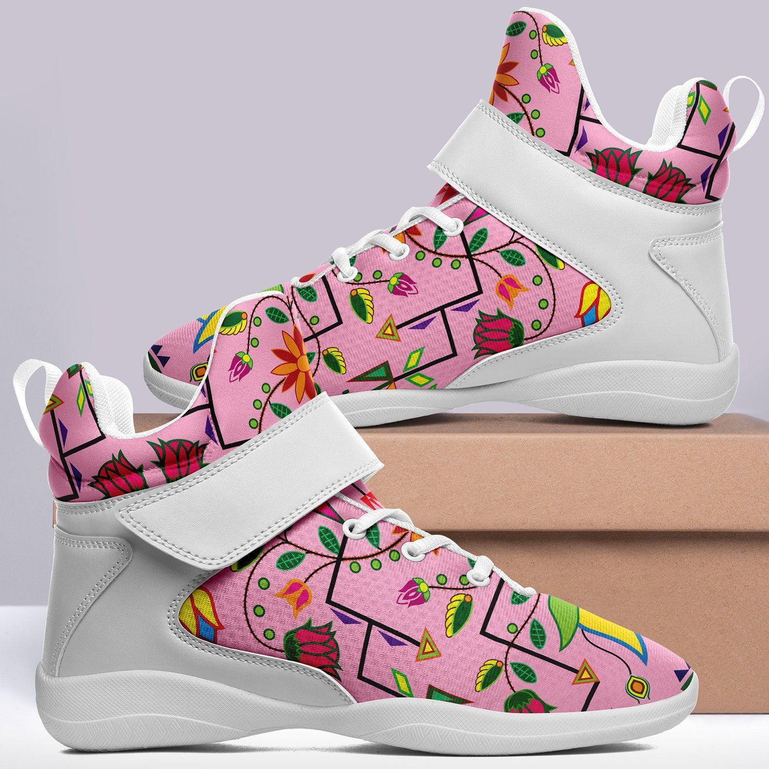 Geometric Floral Summer Sunset Ipottaa Basketball / Sport High Top Shoes - White Sole 49 Dzine 