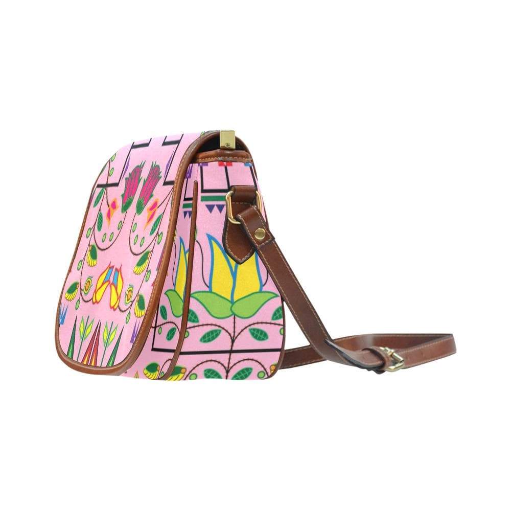 Geometric Floral Summer - Sunset Saddle Bag/Small (Model 1649) Full Customization Saddle Bag/Small (Full Customization) e-joyer 