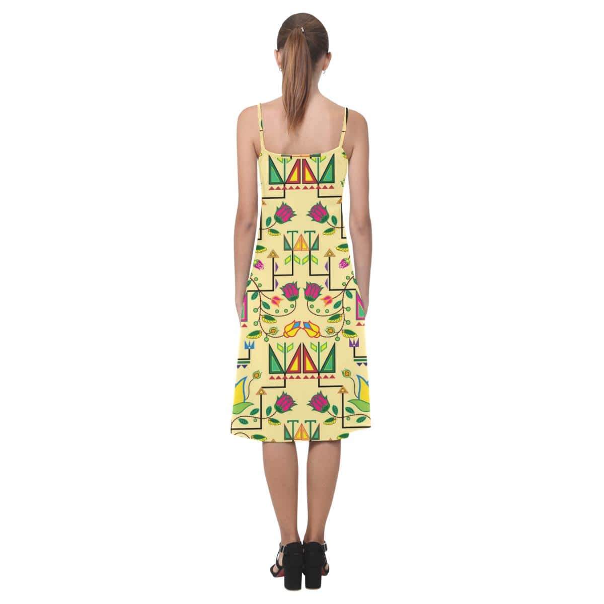 Geometric Floral Summer - Vanilla Alcestis Slip Dress (Model D05) Alcestis Slip Dress (D05) e-joyer 