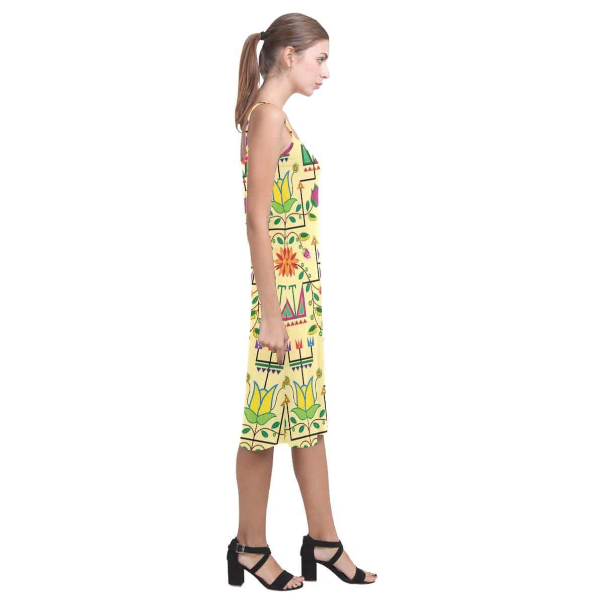 Geometric Floral Summer - Vanilla Alcestis Slip Dress (Model D05) Alcestis Slip Dress (D05) e-joyer 