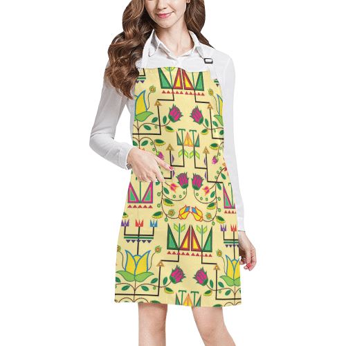 Geometric Floral Summer-Vanilla All Over Print Apron All Over Print Apron e-joyer 