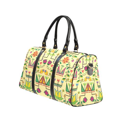 Geometric Floral Summer-Vanilla New Waterproof Travel Bag/Large (Model 1639) Waterproof Travel Bags (1639) e-joyer 