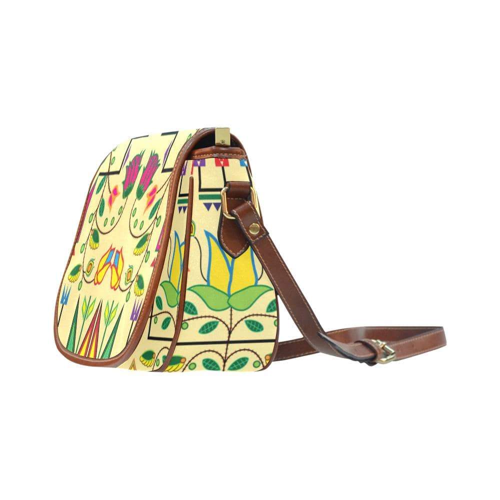 Geometric Floral Summer - Vanilla Saddle Bag/Small (Model 1649) Full Customization Saddle Bag/Small (Full Customization) e-joyer 