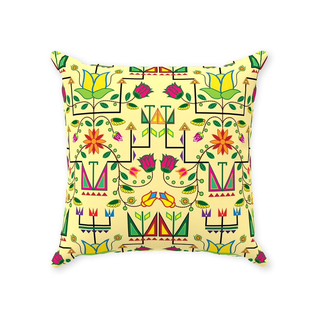 Geometric Floral Summer-Vanilla Throw Pillows 49 Dzine With Zipper Poly Twill 14x14 inch