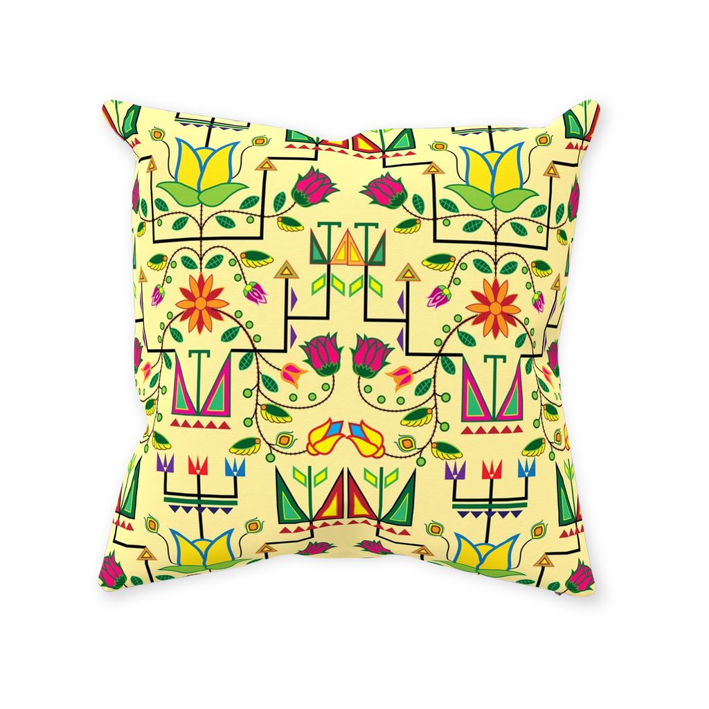 Geometric Floral Summer-Vanilla Throw Pillows 49 Dzine With Zipper Spun Polyester 14x14 inch