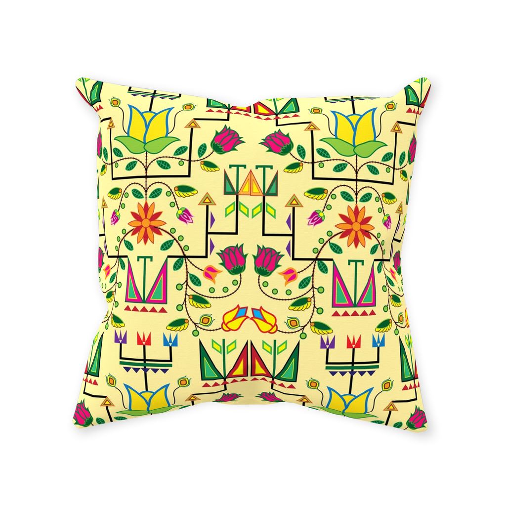 Geometric Floral Summer-Vanilla Throw Pillows 49 Dzine Without Zipper Spun Polyester 14x14 inch