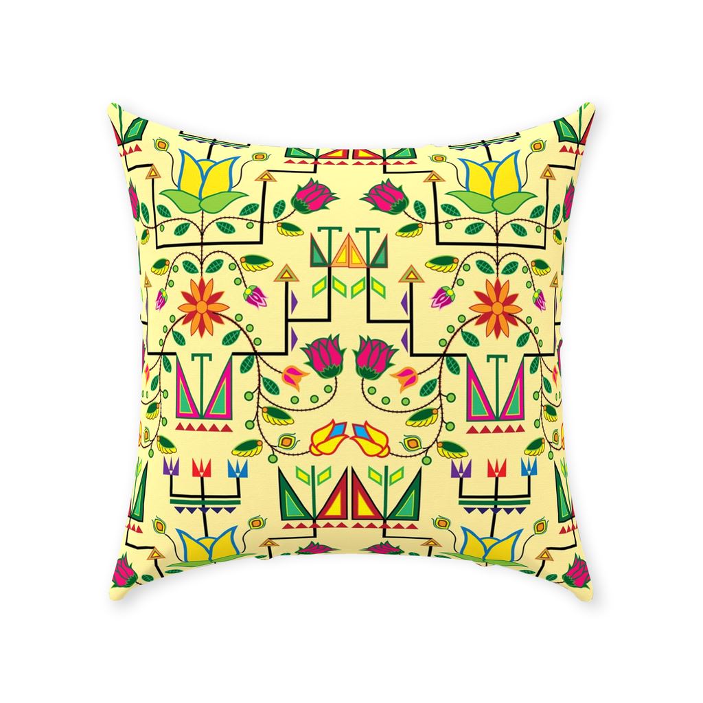 Geometric Floral Summer-Vanilla Throw Pillows 49 Dzine Without Zipper Spun Polyester 18x18 inch