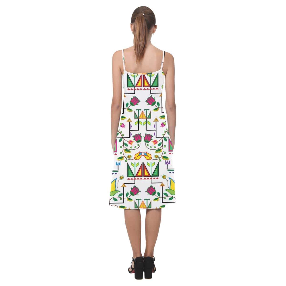 Geometric Floral Summer - White Alcestis Slip Dress (Model D05) Alcestis Slip Dress (D05) e-joyer 