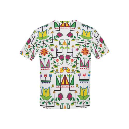 Geometric Floral Summer-White All Over Print T-shirt for Kid (USA Size) (Model T40) All Over Print T-shirt for Kid (T40) e-joyer 