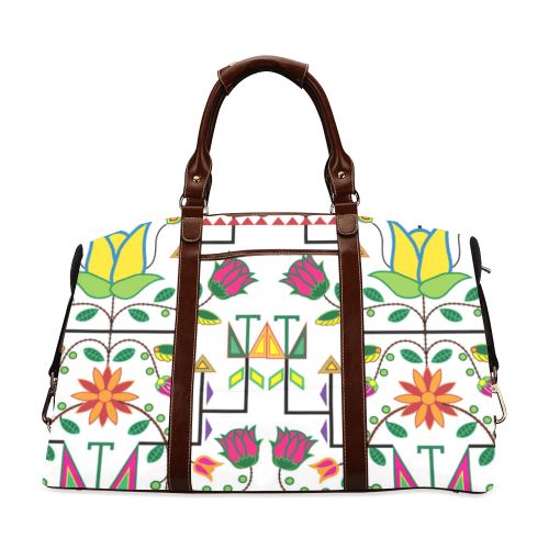 Geometric Floral Summer-White Classic Travel Bag (Model 1643) Remake Classic Travel Bags (1643) e-joyer 