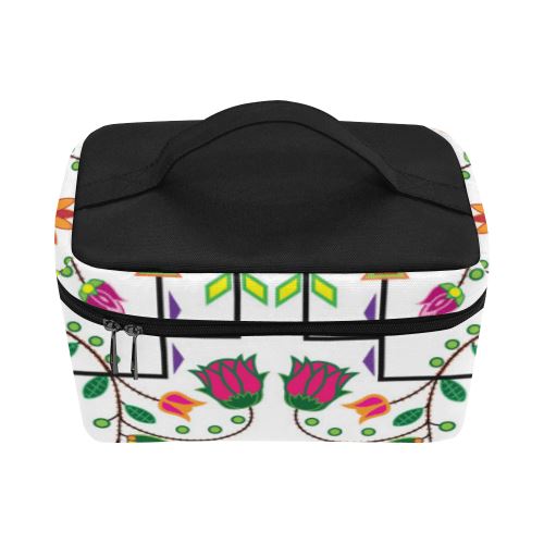 Geometric Floral Summer-White Cosmetic Bag/Large (Model 1658) Cosmetic Bag e-joyer 