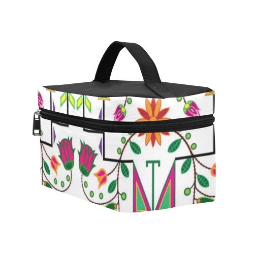 Geometric Floral Summer-White Cosmetic Bag/Large (Model 1658) Cosmetic Bag e-joyer 