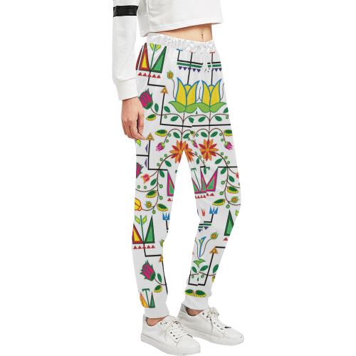 Geometric Floral Summer-White Women's All Over Print Sweatpants (Model L11) Women's All Over Print Sweatpants (L11) e-joyer 