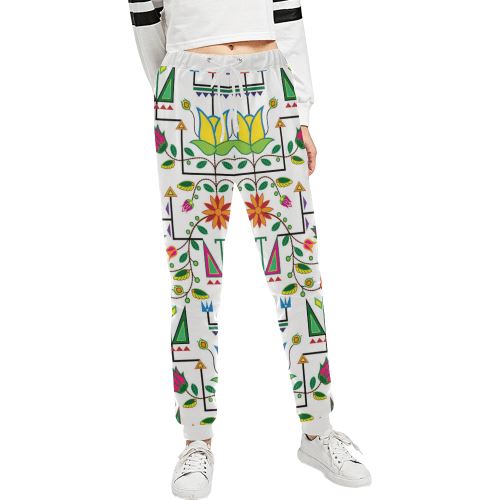 Geometric Floral Summer-White Women's All Over Print Sweatpants (Model L11) Women's All Over Print Sweatpants (L11) e-joyer 