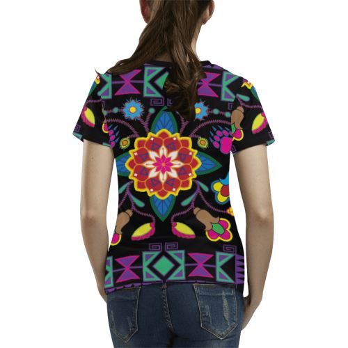 Geometric Floral Winter All Over Print T-shirt for Women/Large Size (USA Size) (Model T40) All Over Print T-Shirt for Women/Large (T40) e-joyer 