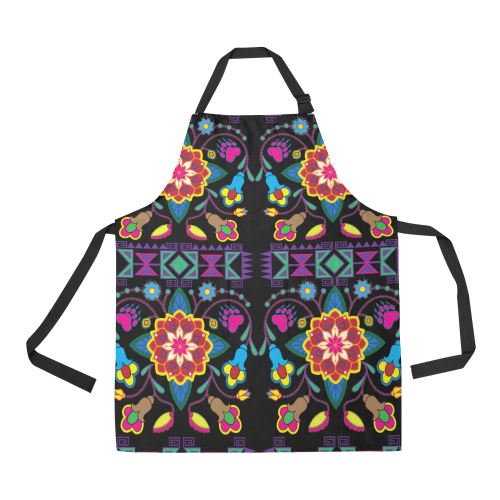 Geometric Floral Winter-Black All Over Print Apron All Over Print Apron e-joyer 