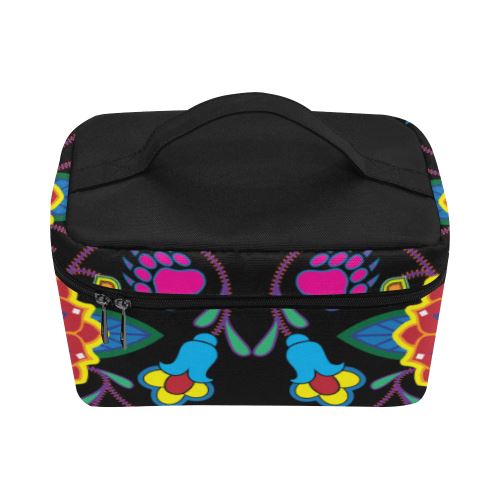 Geometric Floral Winter-Black Cosmetic Bag/Large (Model 1658) Cosmetic Bag e-joyer 