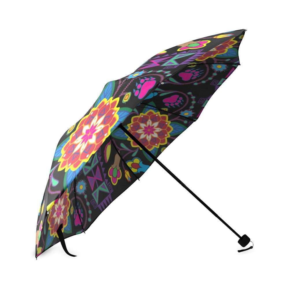 Geometric Floral Winter-Black Foldable Umbrella Foldable Umbrella e-joyer 