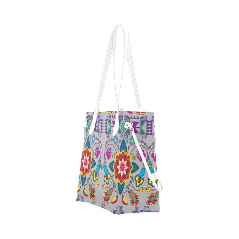 Geometric Floral Winter - Gray Clover Canvas Tote Bag (Model 1661) Clover Canvas Tote Bag (1661) e-joyer 