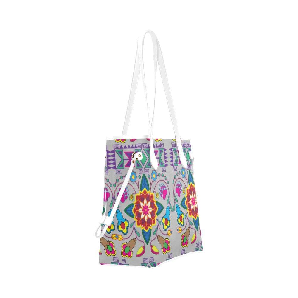 Geometric Floral Winter - Gray Clover Canvas Tote Bag (Model 1661) Clover Canvas Tote Bag (1661) e-joyer 