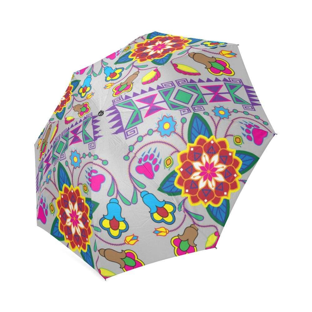 Geometric Floral Winter-Gray Foldable Umbrella Foldable Umbrella e-joyer 