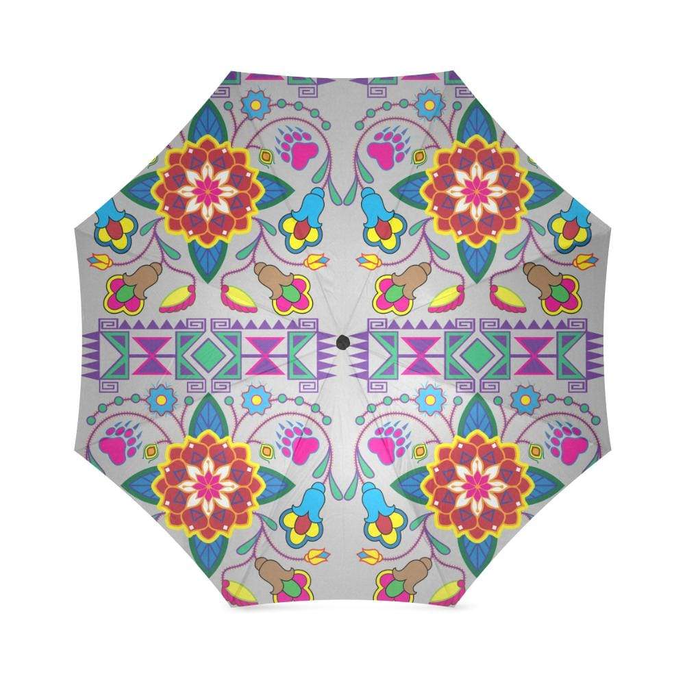 Geometric Floral Winter-Gray Foldable Umbrella Foldable Umbrella e-joyer 