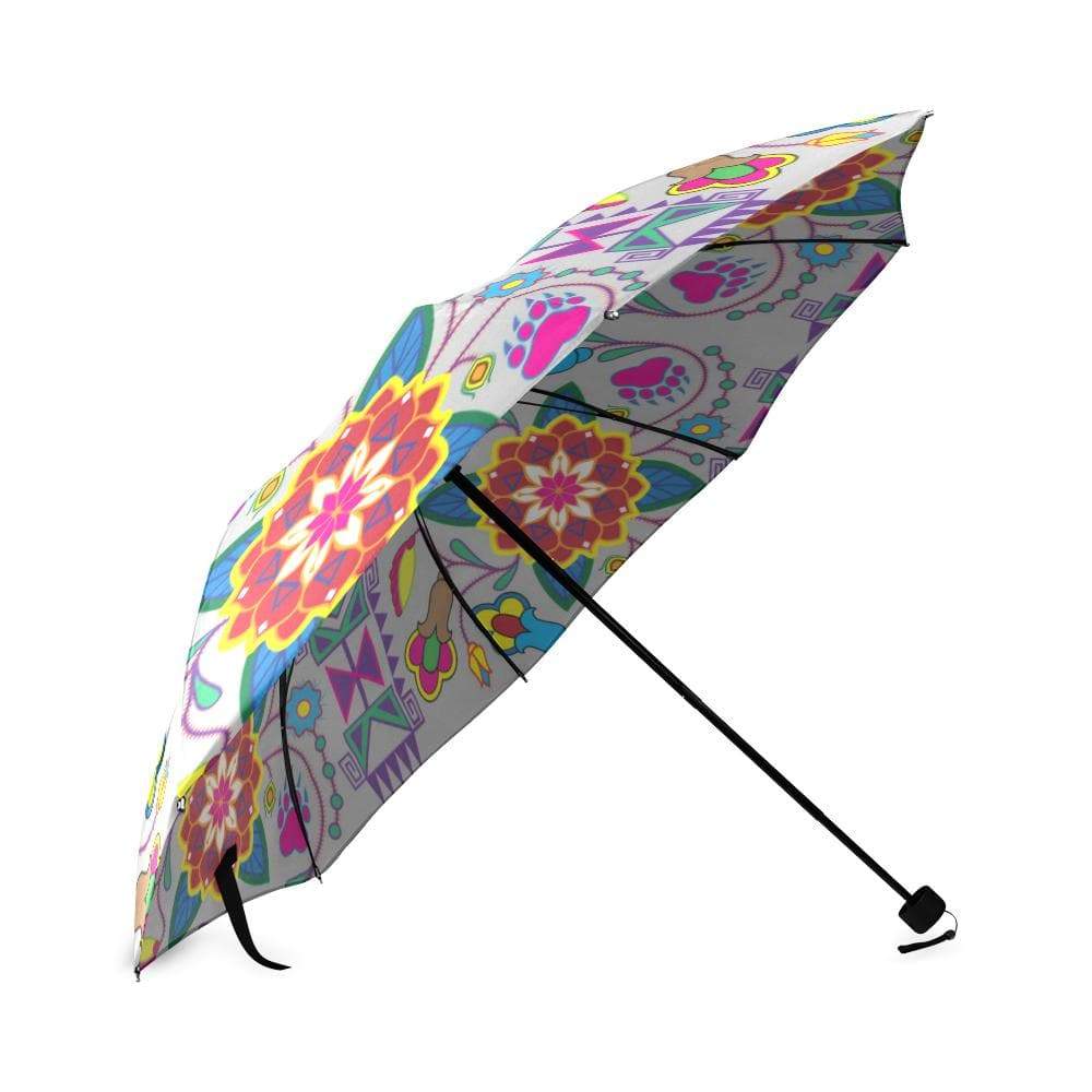 Geometric Floral Winter-Gray Foldable Umbrella Foldable Umbrella e-joyer 