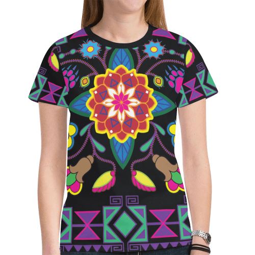 Geometric Floral Winter New All Over Print T-shirt for Women (Model T45) New All Over Print T-shirt for Women (T45) e-joyer 
