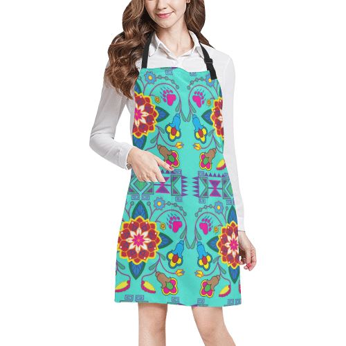 Geometric Floral Winter-Sky All Over Print Apron All Over Print Apron e-joyer 