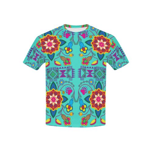 Geometric Floral Winter-Sky All Over Print T-shirt for Kid (USA Size) (Model T40) All Over Print T-shirt for Kid (T40) e-joyer 