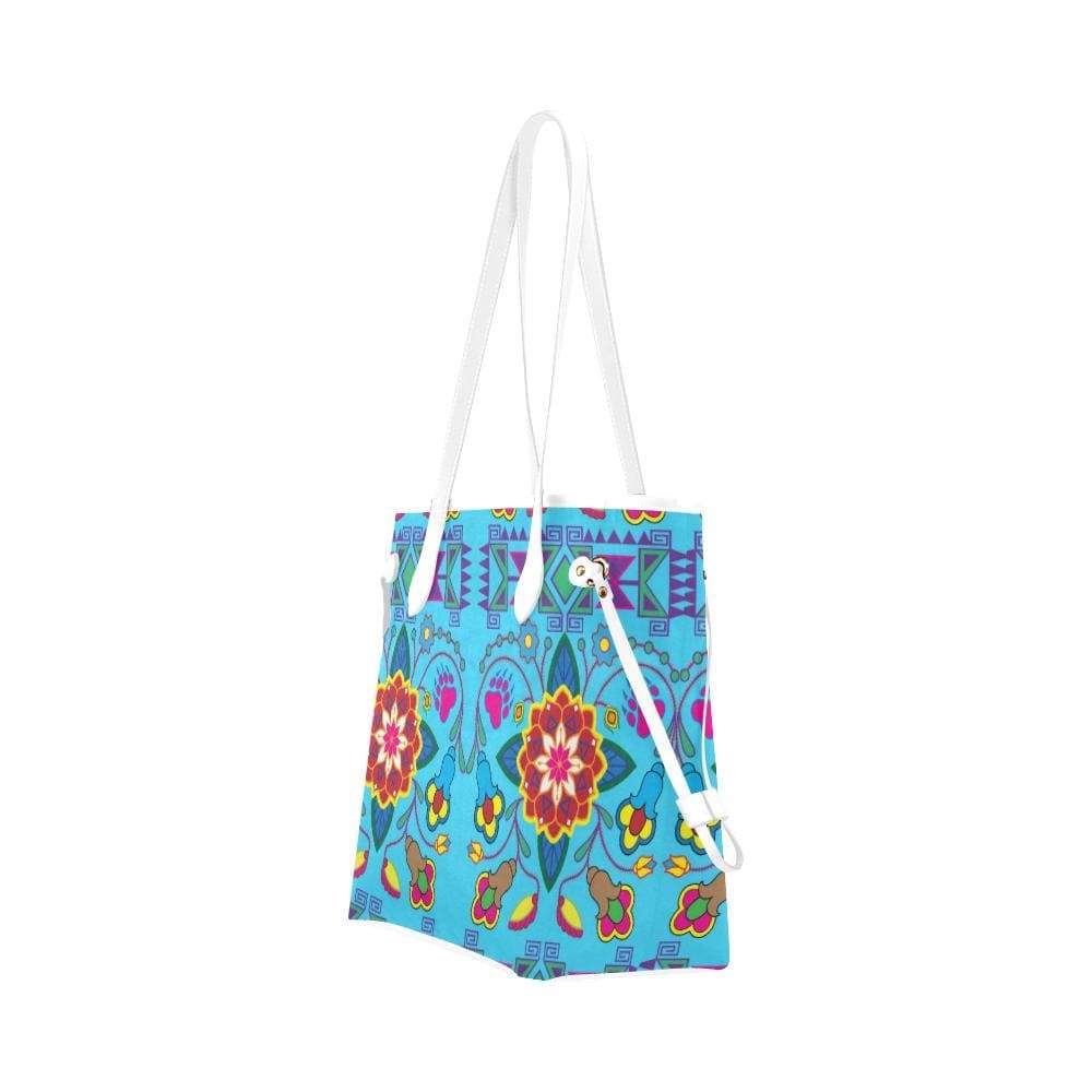 Geometric Floral Winter - Sky Blue Clover Canvas Tote Bag (Model 1661) Clover Canvas Tote Bag (1661) e-joyer 