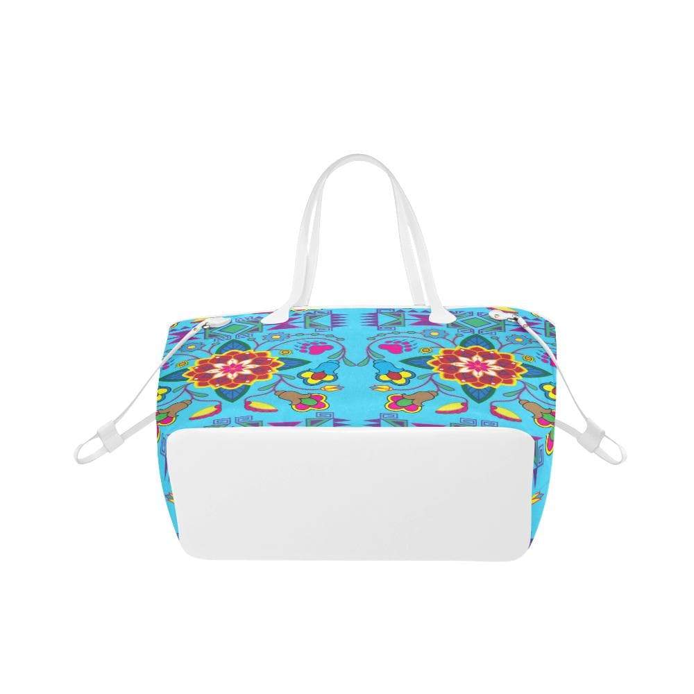 Geometric Floral Winter - Sky Blue Clover Canvas Tote Bag (Model 1661) Clover Canvas Tote Bag (1661) e-joyer 