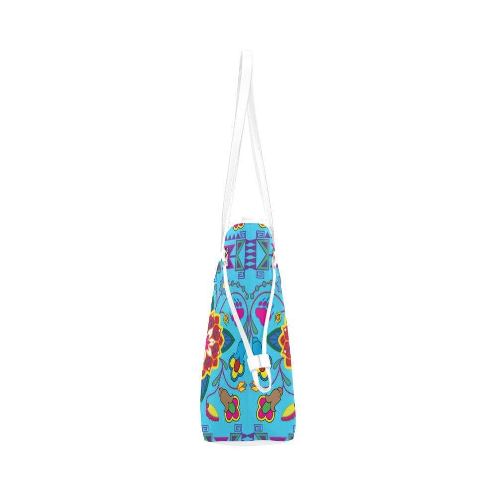 Geometric Floral Winter - Sky Blue Clover Canvas Tote Bag (Model 1661) Clover Canvas Tote Bag (1661) e-joyer 