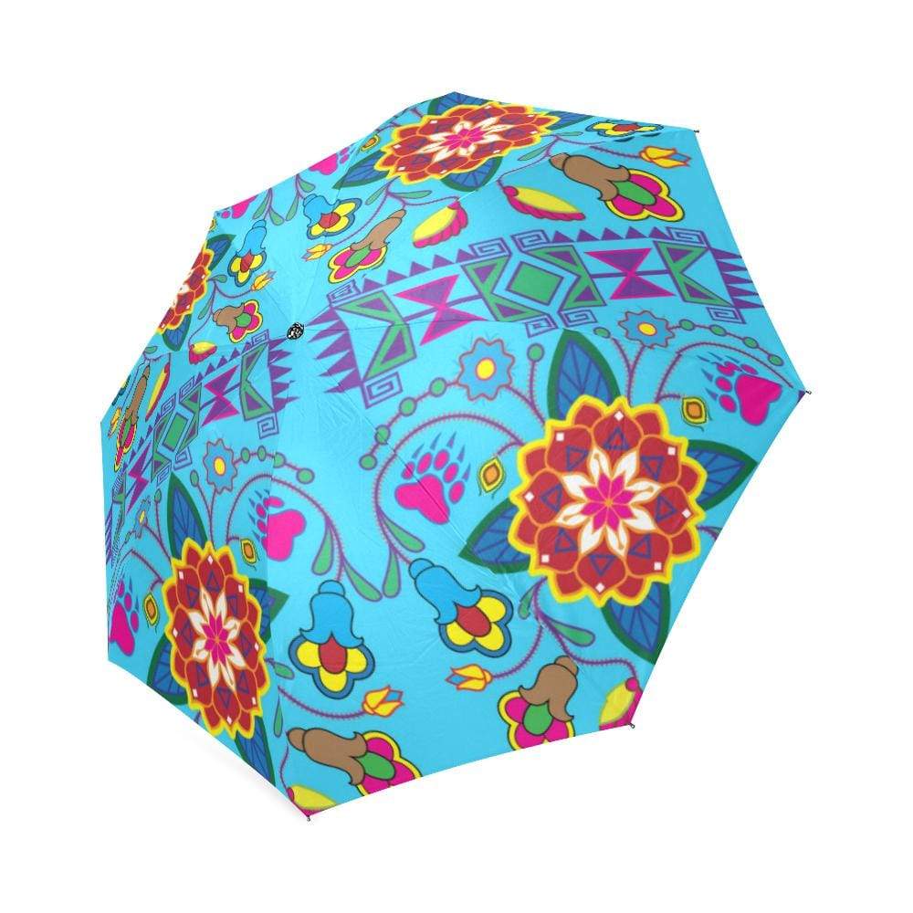 Geometric Floral Winter-Sky Blue Foldable Umbrella Foldable Umbrella e-joyer 